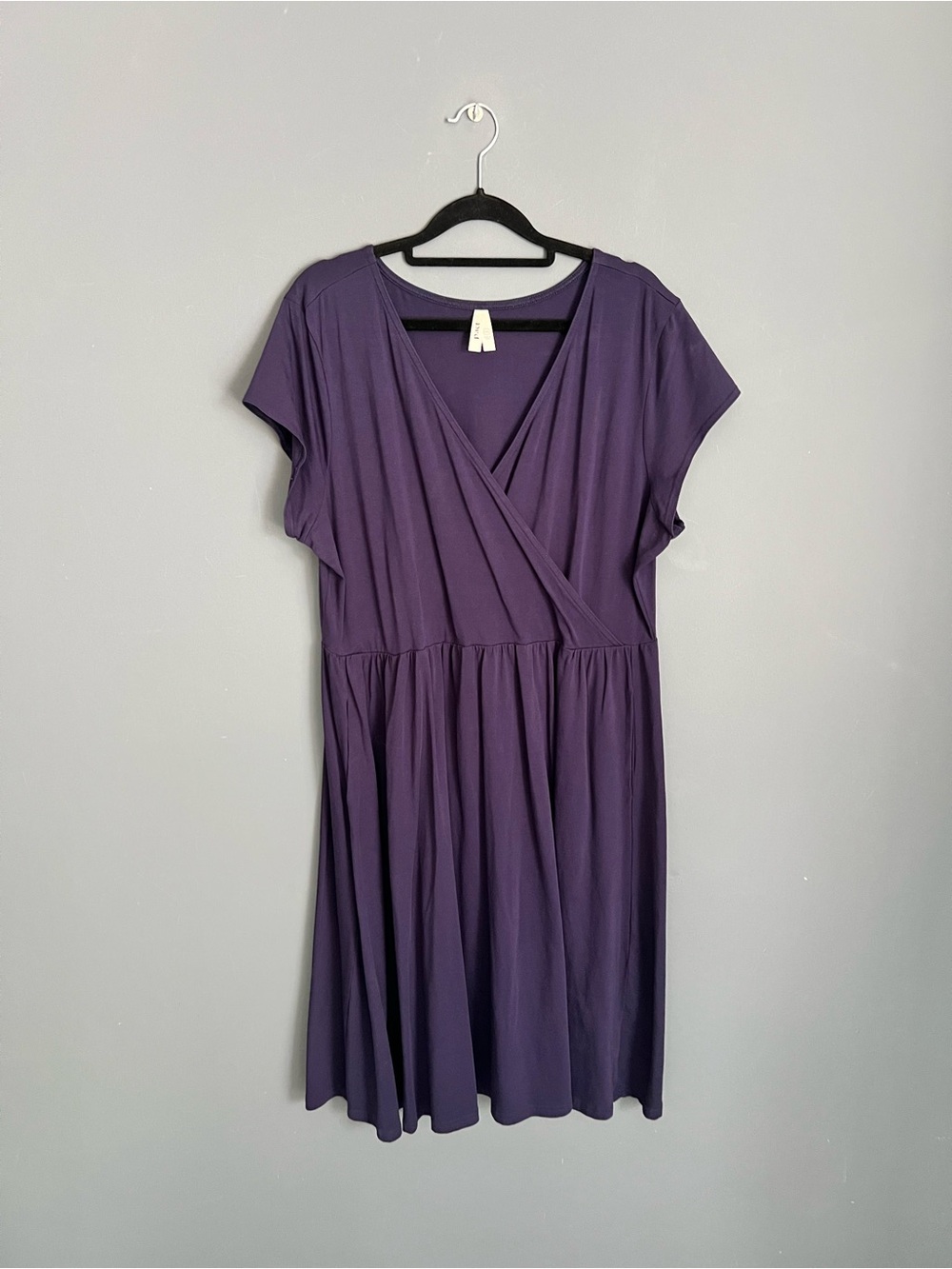 Pact Organic Cotton Fit & Flare Wrap Crossover Size XXL Navy/Purple Dress